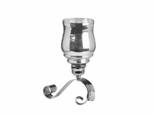 Small Free Standing Scroll Sconce With Silver Lustre Glass