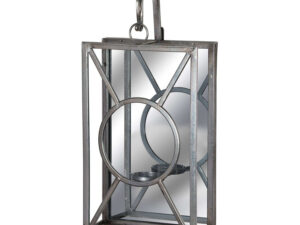 Antique Silver Rectangle Mirrored Tealight Holder