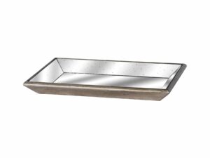 Astor Distressed Mirrored Tray With Wooden Detailing - Image 1