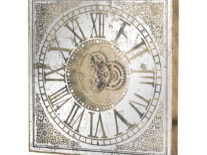 Large Mirrored Square Framed Clock With Moving Mechanism
