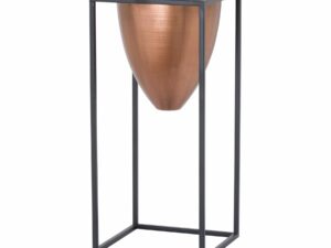 Large Copper Bullet Planter On Black Frame