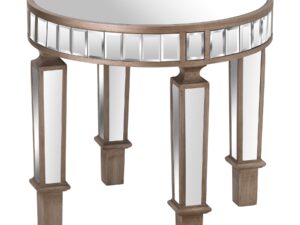 The Belfry Collection Mirrored Round Side Table