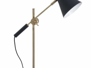 Black And Brass Adjustable Desk Lamp With Cone Shade