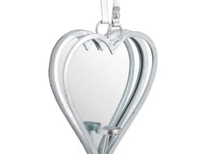 Small Silver Mirrored Heart Candle Holder