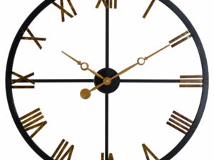Distressed Black And Gold Skeleton Station Clock