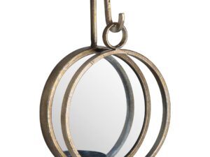 Small Bronze Wall Hanging Mirrored Candle Holder