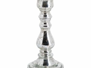 Silver Metallic Curved Glass Candle Holder