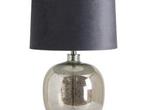 Isla Mirrored Glass Round Table Lamp With Velvet Shade