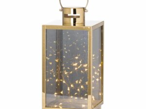 Large Brass Lantern With Led Micro Lights