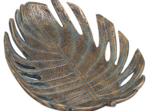 Antique Bronze Cheese Plant Leaf Dish