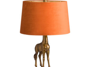 Antique Gold Giraffe Lamp With Burnt Orange Velvet Shade