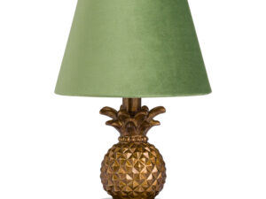 Antique Gold Pineapple Lamp With Artichoke Green VelvetShade - Image 1