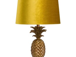 Antique Gold Pineapple Lamp With Mustard Velvet Shade