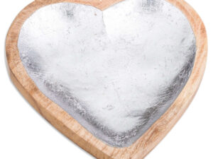 Wooden Heart Dish With Metallic Detail