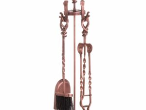 Hand Turned Loop Top Companion Set Copper Finish