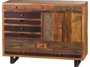 Multi Draw Reclaimed Industrial Chest With Brass Handle