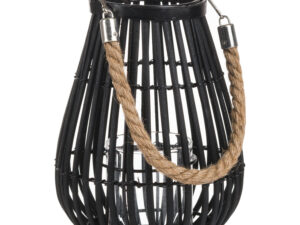 Large Domed Rattan Lantern With Rope Detail