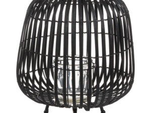 Large Black Rattan Bulbous Lantern