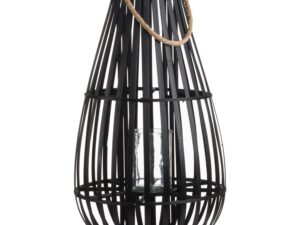 Large Floor Standing Domed Wicker Lantern With Rope Detail