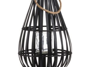 Floor Standing Domed Wicker Lantern With Rope Detail