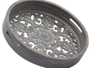 Set of 2 Carved Antique Metallic Hampton Trays
