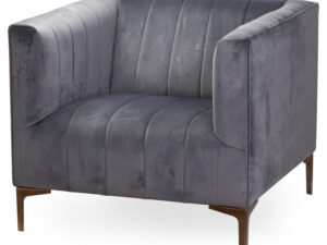 Emperor Grey Velvet Arm Chair - Image 1