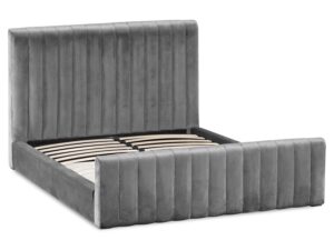 Emperor Grey Velvet King Size Bed
