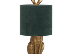 Antique Gold Hare Table Lamp With Green Velvet Shade