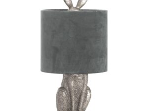 Silver Hare Table Lamp With Grey Velvet Shade