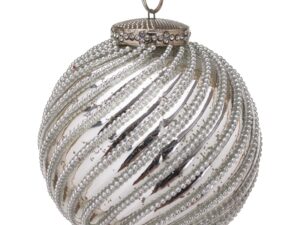 The Noel Collection Silver Jewel Swirl Small Bauble - Image 1