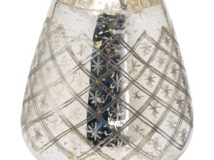 The Noel Collection Silver Foil Effect Candle Holder Large