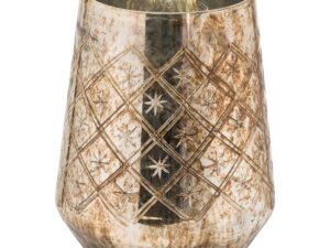 The Noel Collection Burnished  Medium Etched Candle Holder