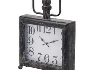 Dark Distressed Square Mantel Clock