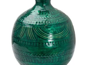 Aztec Collection Brass Embossed Ceramic Dipped Squat Vase