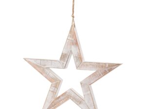 Large Antique White Wooden Sparkle Star
