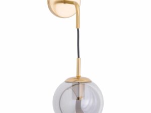 Brass Smoked Glass Globe Wall Hanging Pendant