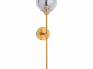 Brass Smoked Glass Globe Wall Pendant