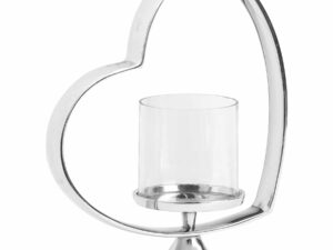 Heart Shaped Nickel Plated Candle Holder - Image 1