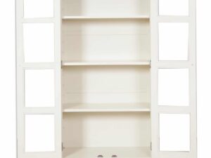 French Ivory Cream Painted Display Cabinet 2 Door 1 Drawer - Image 3