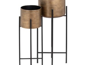 Set Of Two Bronze Planters On Stand