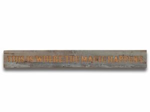 Magic Happens Grey Wash Wooden Message Plaque