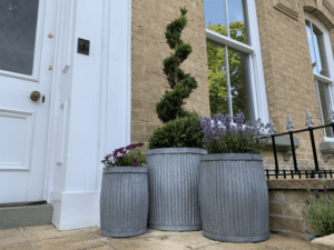 Set of 3 Round Galvanised Tub Garden Planter Pots