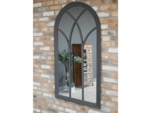 Arch Garden Mirror Dark Grey Distressed 140cm Tall - Image 4