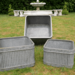 Set of 3 Square Galvanised Pots