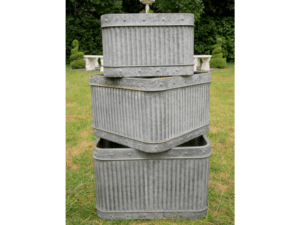 Set of 3 Square Galvanised Tub Garden Planter Pots - Image 4