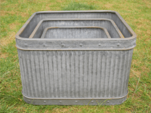 Set of 3 Square Galvanised Tub Garden Planter Pots - Image 3