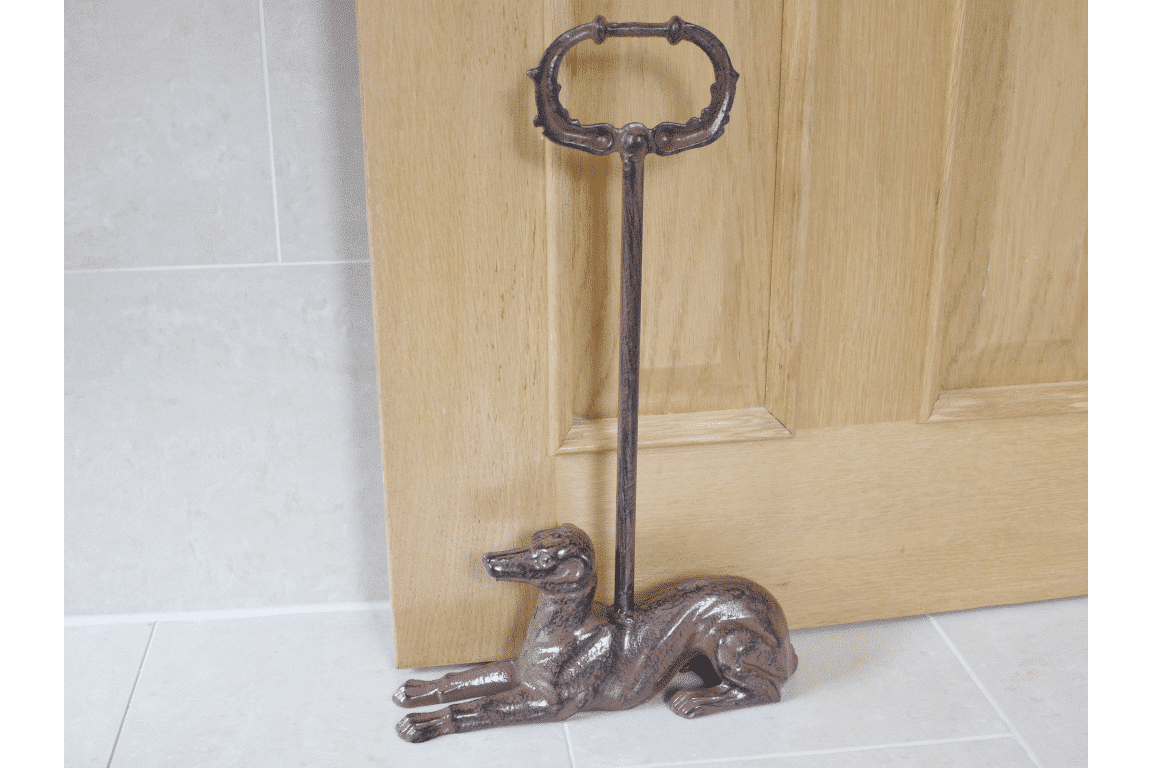 Whippet dog brown doorstop