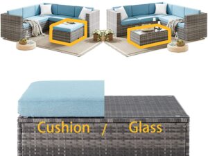 4 Piece Patio Furniture Rattan Corner Sofa Set Outdoor Sectional Sofa - Image 3