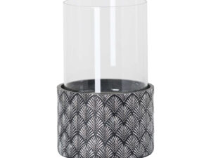 Art Deco Swirl Black and Silver Tall Candle Holder
