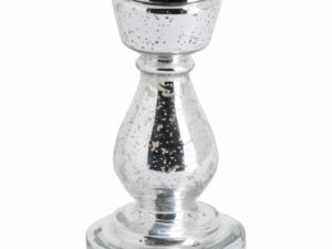 Silver Metallic Curved Squat Candle Holder